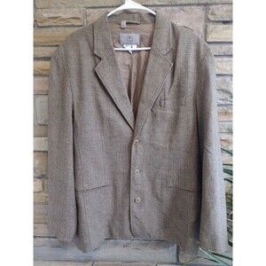 Territory Ahead Silk Tan Blazer Sport Coat Mens Size L Tan Weave 3 Button